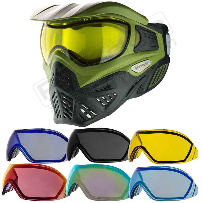 Vforce Grill 2.0 Paintball Mask - Olive Black - Choose Lens Color (SKU 5398)
