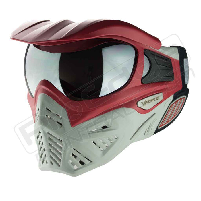 Vforce Grill 2.0 Paintball Mask - Red Grey - Choose Lens Color (SKU 5366)